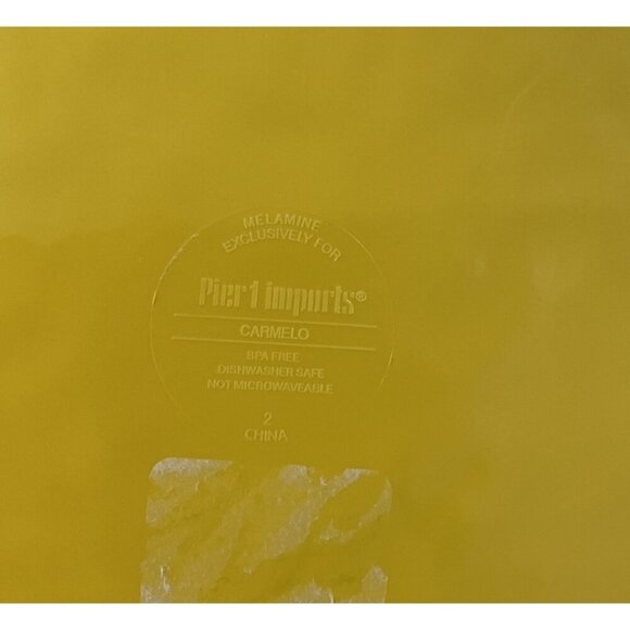 Pier 1 Imports Carmelo Melamine Serving Platter Plate 18” X 12” Yellow Crackle - Picture 3 of 5